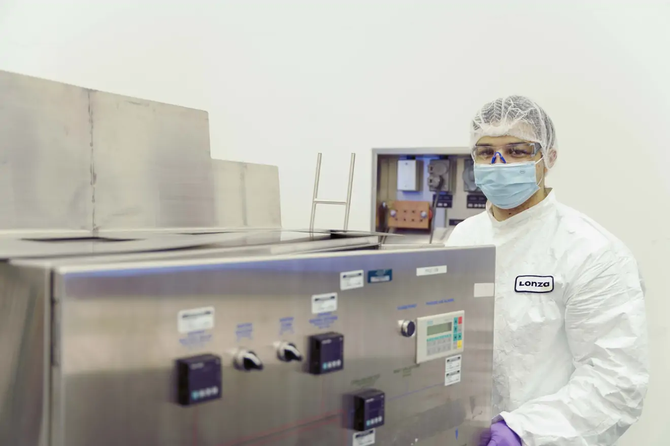 Lab technician with equipment