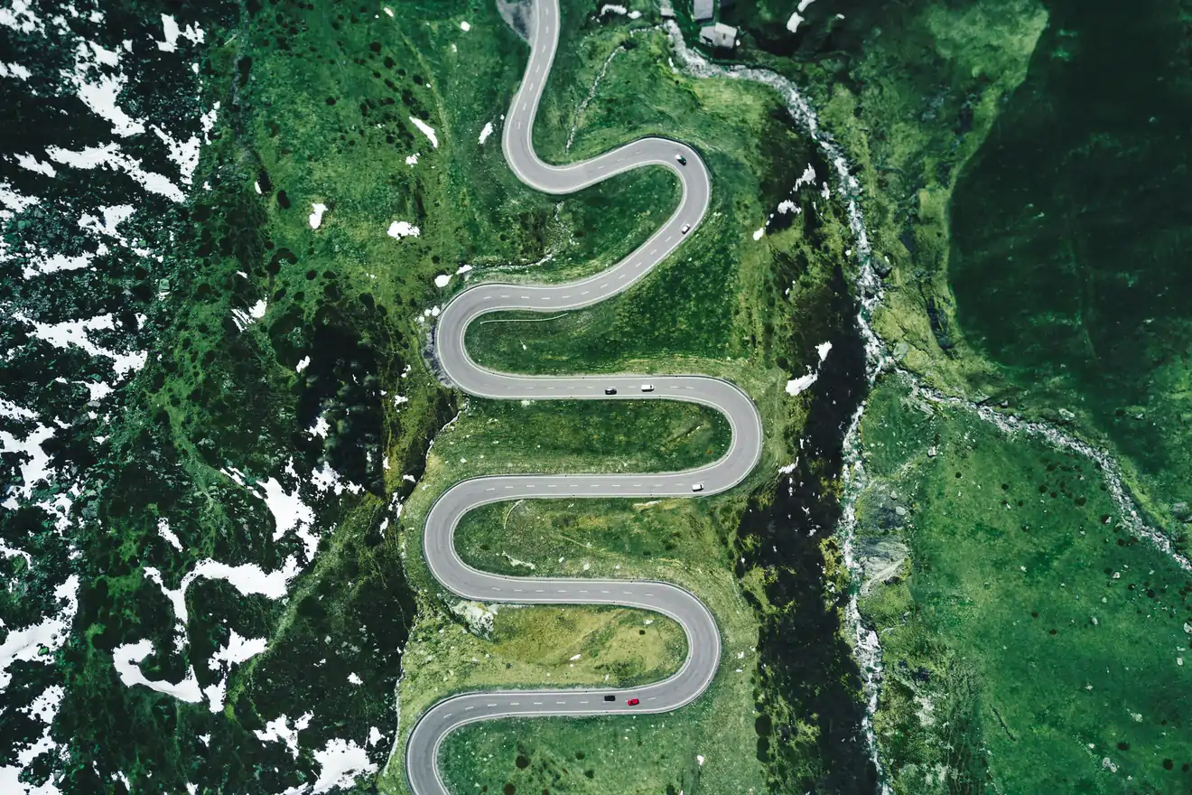 Julier pass road in Switzerland
