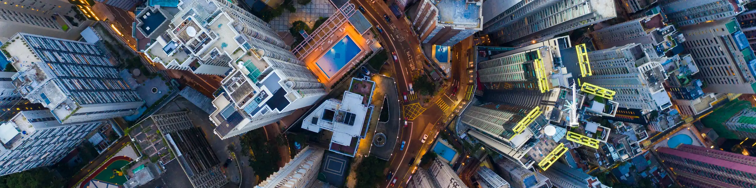 Hong Kong Aerial scene in night, with road and traffic