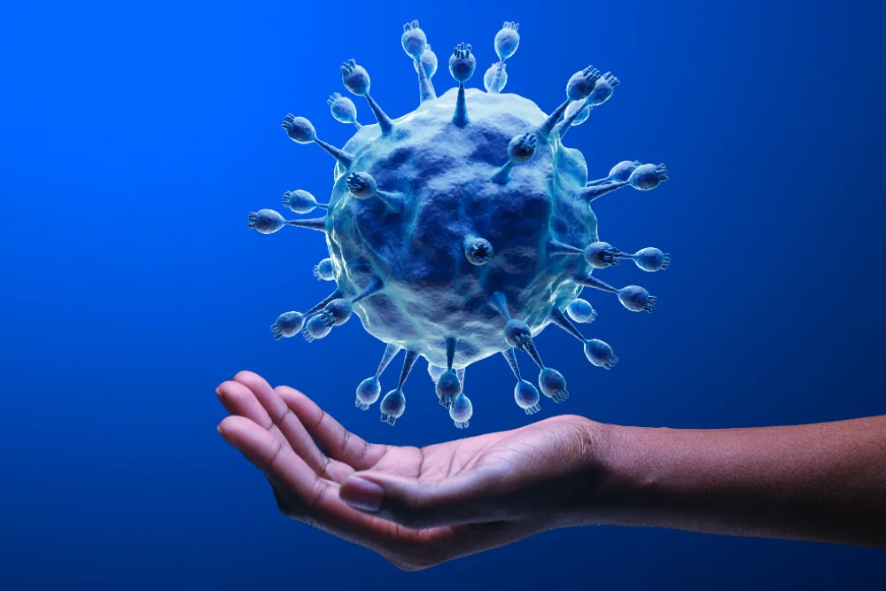 Lentivirus modeled above hand